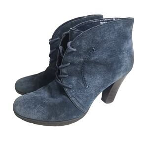 White Mountain Blue Suede Ankle Bootie Size 8.5M Lace Up Heels W18274N Heeled